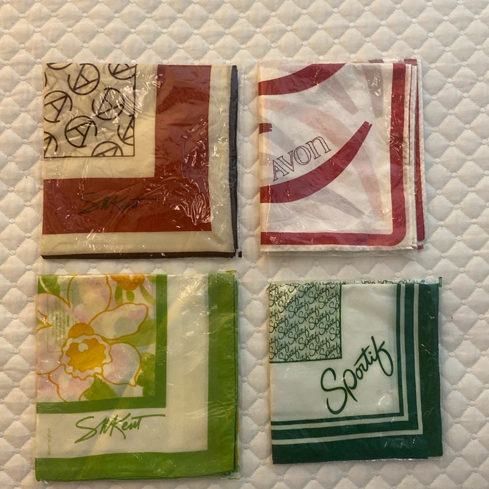 Lot of 4 Vintage Avon scarves in original bags.